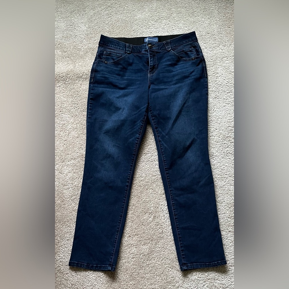 Democracy Ab Solution Natalie Straight Leg Jeans 16W Dark Wash Indigo 30” Inseam